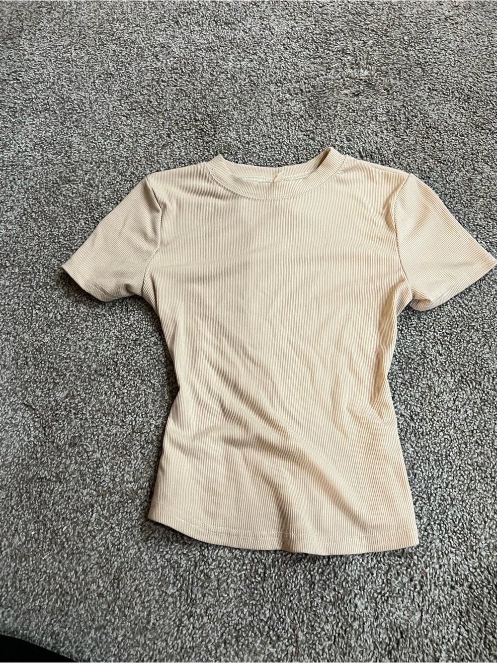 SKIMS Ribbed Short-Sleeve Tee in Beige READ